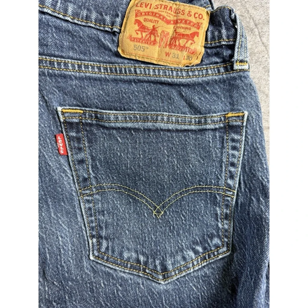 Levis 505 Jeans Mens Sz 31x30 (30x28.5 Now) Straight Fit Stretch Whiskered Blue